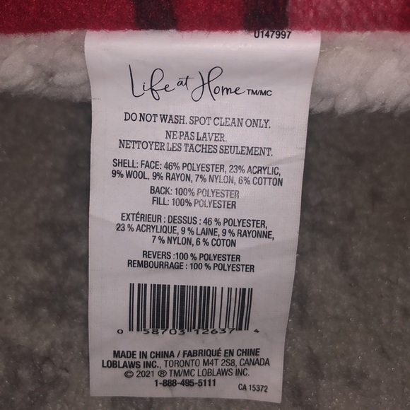 Life at Home red and black plaid throw pillows (2) - Picture 3 of 3